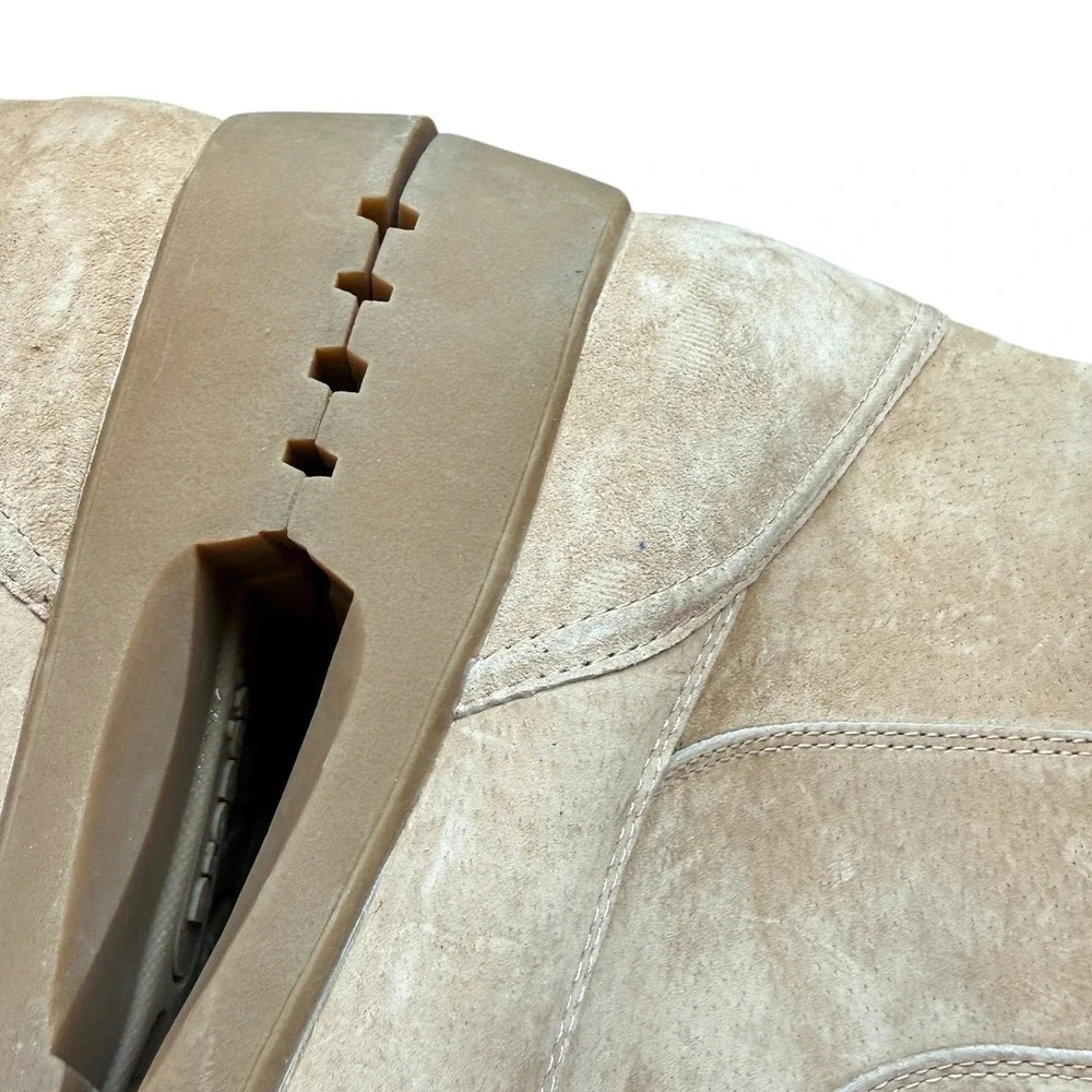 Propet WB018 Suede Ankle Boots Womens 9 Wide Tan Faux Fur Front Zip Winter